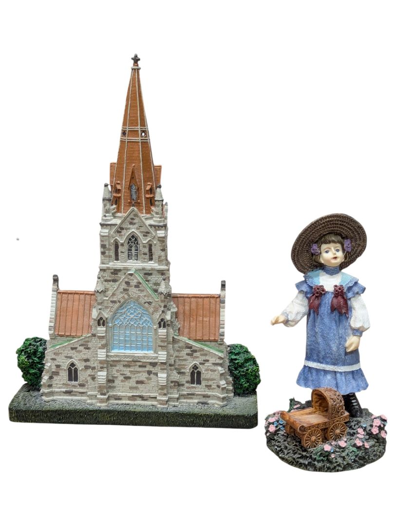 Catherine Karnes Munn Collection Decorative Figurines – Church & Girl Figurine Lot
