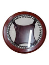 Oval Glass-Top Coffee Table with Carved Wood Base