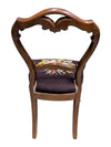 Antique-Style Carved Wood Side Chair with Floral Needlepoint Seat