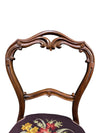 Antique-Style Carved Wood Side Chair with Floral Needlepoint Seat