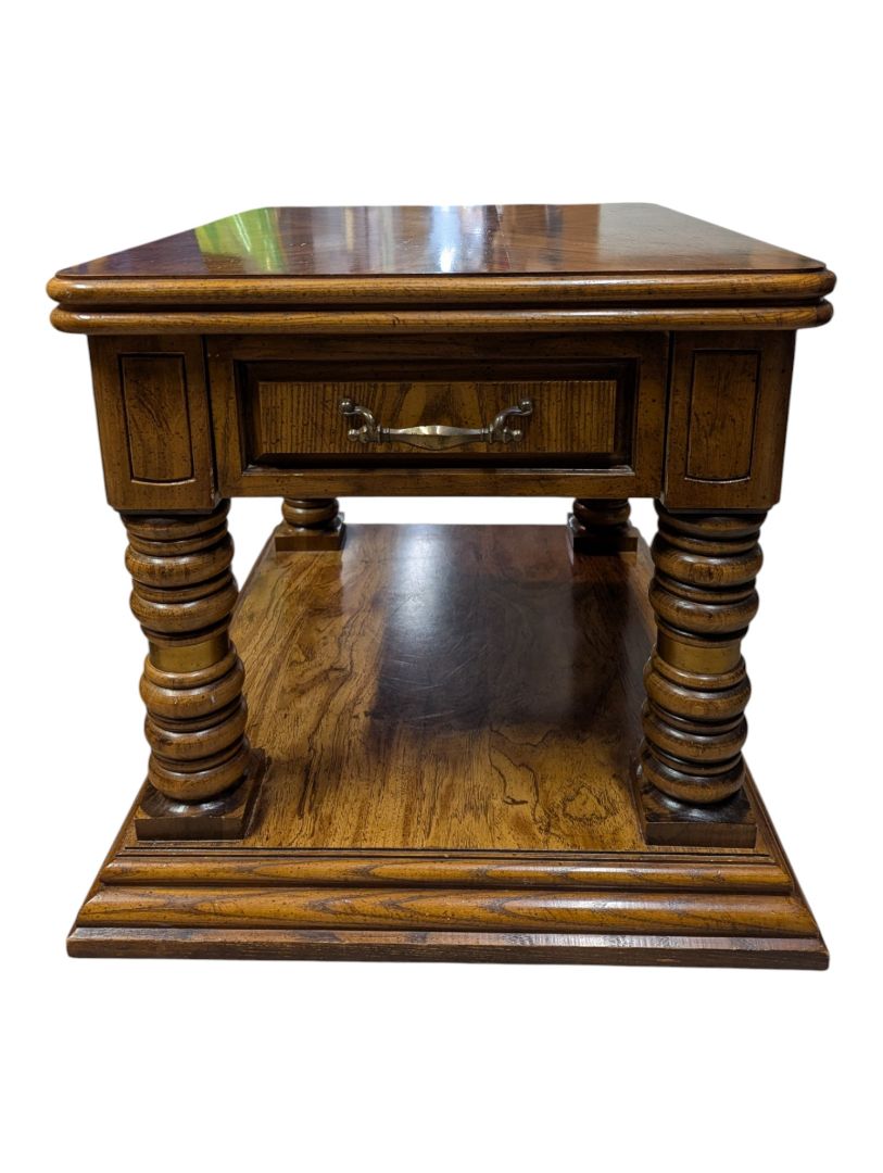 Rectangle Wood End Table with Drawer & Lower Shelf