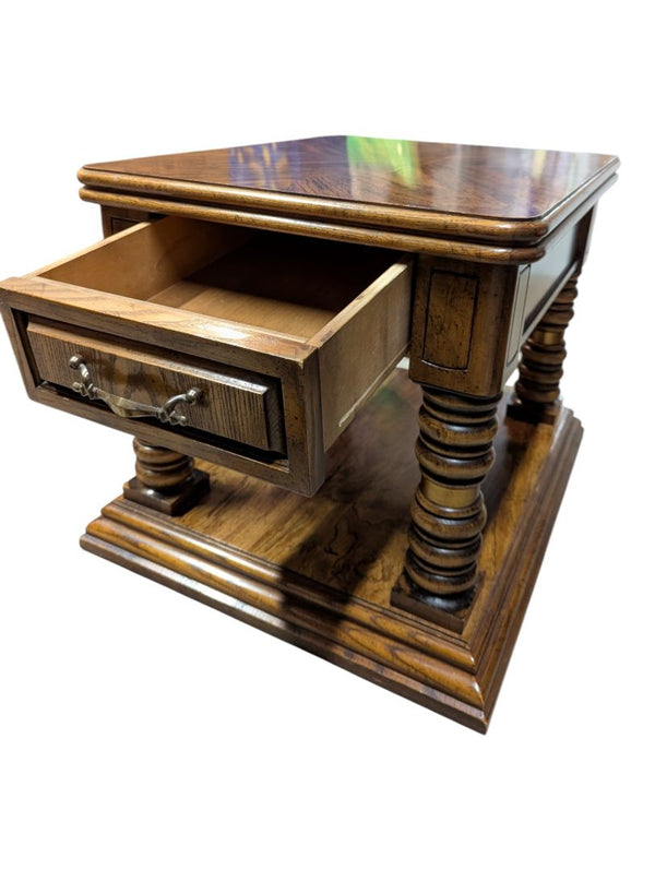 Rectangle Wood End Table with Drawer & Lower Shelf