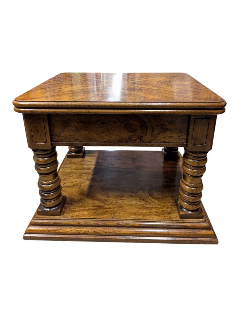 Rectangle Wood End Table with Drawer & Lower Shelf
