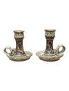 Pair of Studio Pottery Speckled Ceramic Candle Holders
