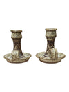 Pair of Studio Pottery Speckled Ceramic Candle Holders