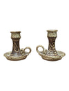 Pair of Studio Pottery Speckled Ceramic Candle Holders