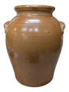 Vintage Brown Glazed Stoneware Crock Jar with Side Handles
