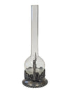 Pair of Vintage Glass Bud Vases with Ornate Metal Stands