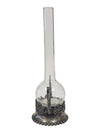 Pair of Vintage Glass Bud Vases with Ornate Metal Stands
