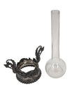 Pair of Vintage Glass Bud Vases with Ornate Metal Stands