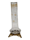 Pair of Vintage Glass Bud Vases with Ornate Metal Stands