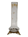 Pair of Vintage Glass Bud Vases with Ornate Metal Stands