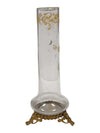 Pair of Vintage Glass Bud Vases with Ornate Metal Stands