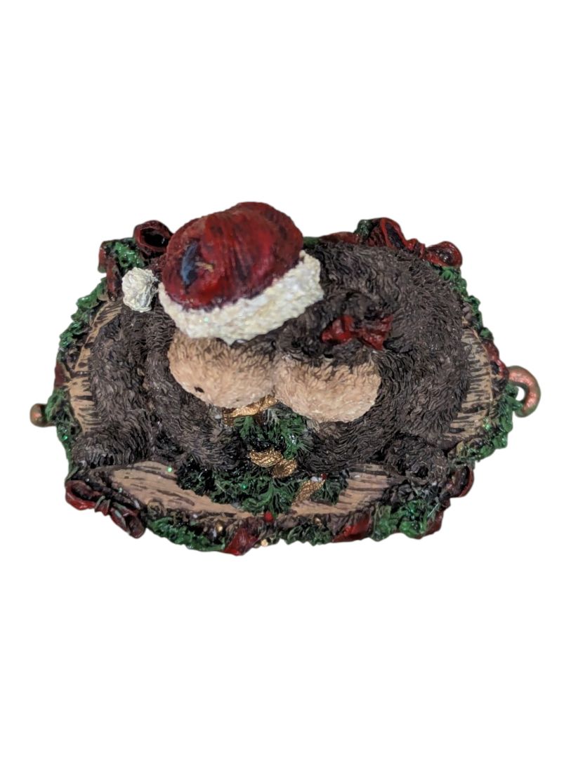 Christmas Bear & Moose Collectible Miniature Lot – Hinged Trinket Box, Sleigh, Wagons & Reindeer Display