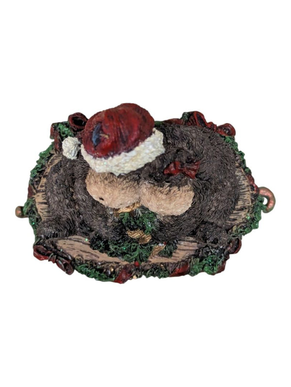 Christmas Bear & Moose Collectible Miniature Lot – Hinged Trinket Box, Sleigh, Wagons & Reindeer Display