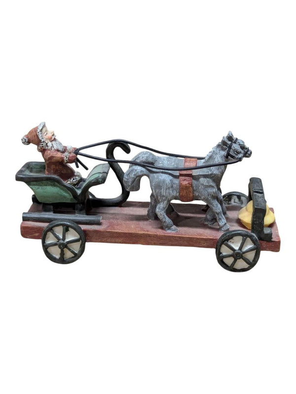 Christmas Bear & Moose Collectible Miniature Lot – Hinged Trinket Box, Sleigh, Wagons & Reindeer Display