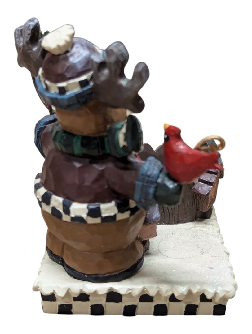 Christmas Bear & Moose Collectible Miniature Lot – Hinged Trinket Box, Sleigh, Wagons & Reindeer Display