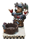 Christmas Bear & Moose Collectible Miniature Lot – Hinged Trinket Box, Sleigh, Wagons & Reindeer Display