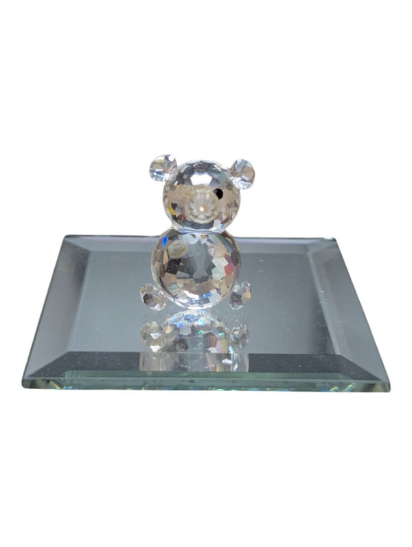 Crystal Bear Figurine with Mirrored Display Base