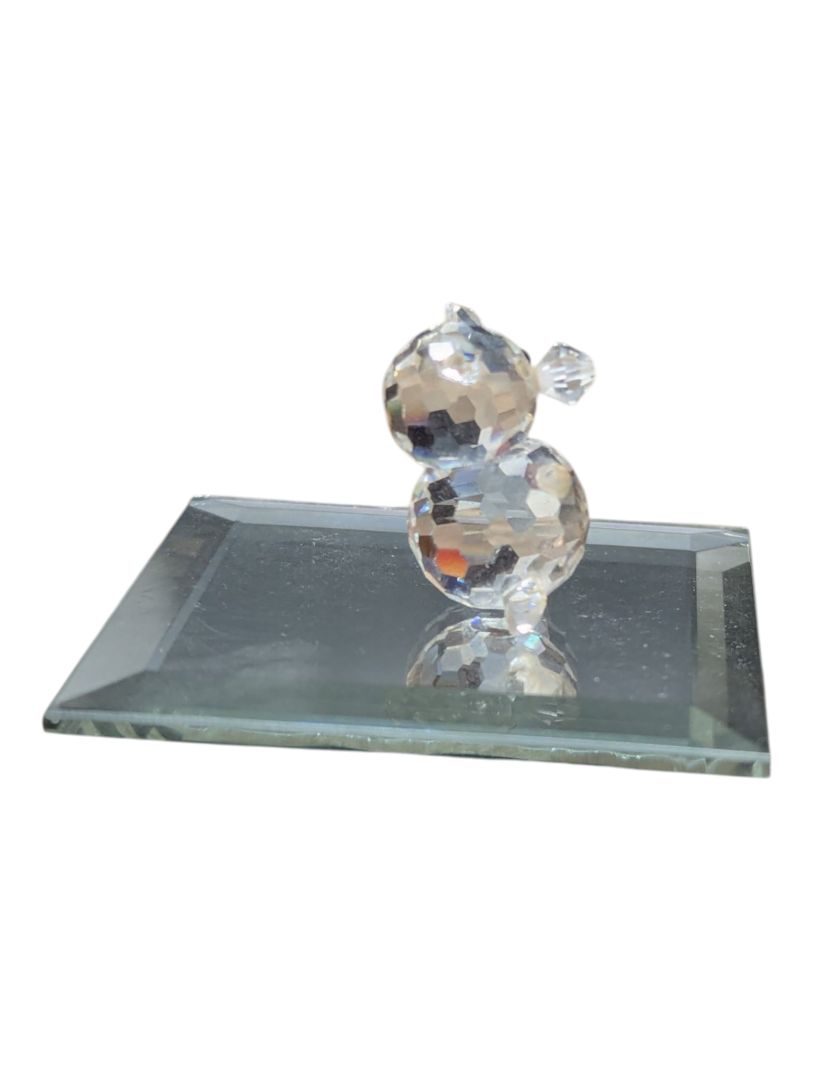 Crystal Bear Figurine with Mirrored Display Base