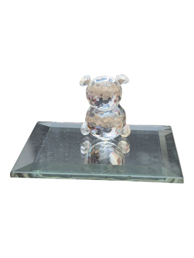 Crystal Bear Figurine with Mirrored Display Base