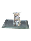 Crystal Bear Figurine with Mirrored Display Base