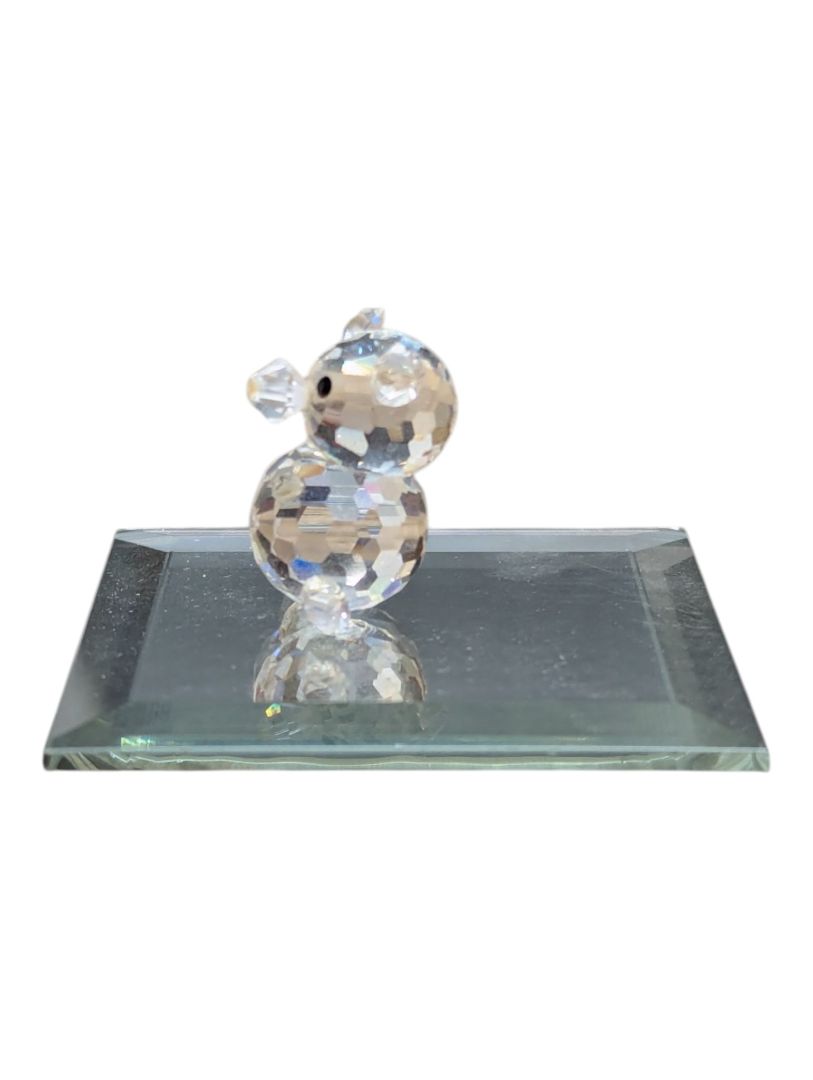 Crystal Bear Figurine with Mirrored Display Base
