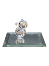 Crystal Bear Figurine with Mirrored Display Base