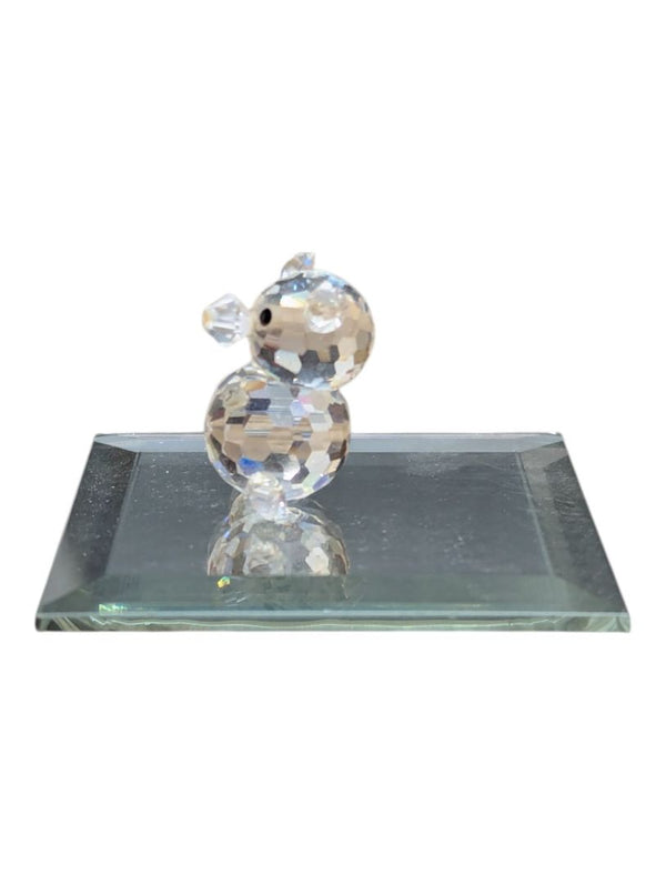 Crystal Bear Figurine with Mirrored Display Base