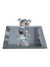 Crystal Bear Figurine with Mirrored Display Base