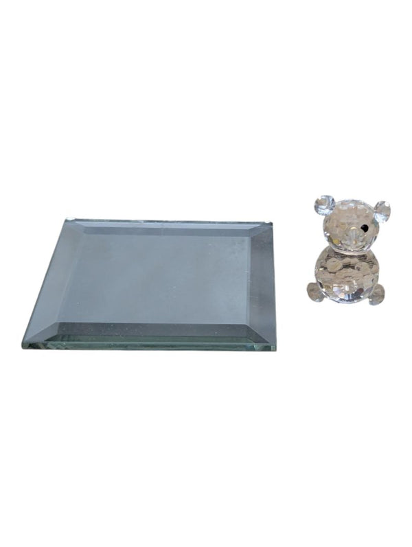 Crystal Bear Figurine with Mirrored Display Base