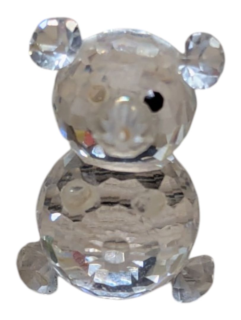 Crystal Bear Figurine with Mirrored Display Base