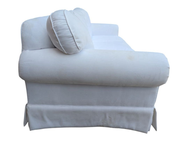 White Upholstered Sofa with Chaise Lounge