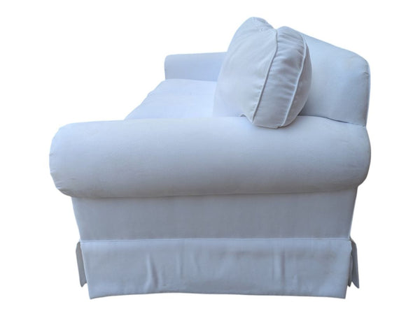 White Upholstered Sofa with Chaise Lounge