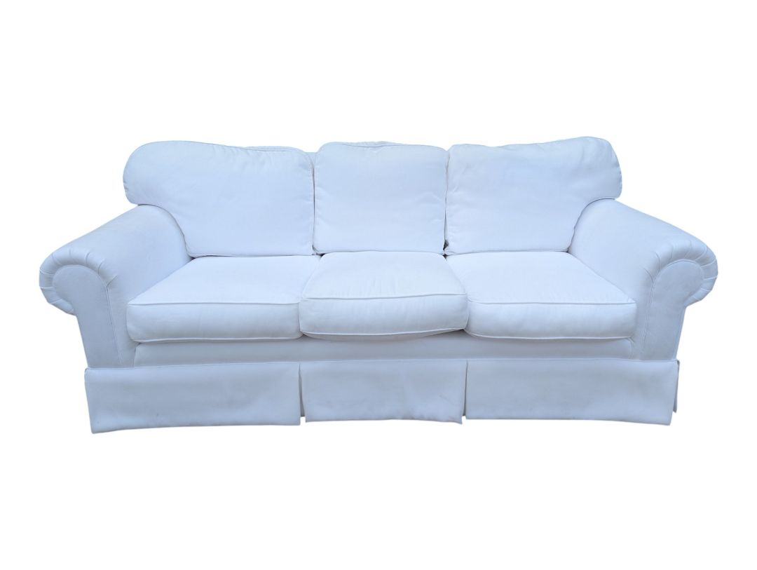 White Upholstered Sofa with Chaise Lounge