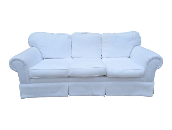 White Upholstered Sofa with Chaise Lounge