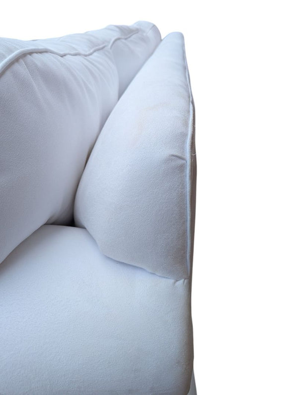 White Upholstered Sofa with Chaise Lounge