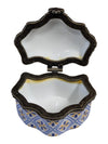 Porcelain Art Blue & Yellow Floral Porcelain Trinket Box / Pillbox