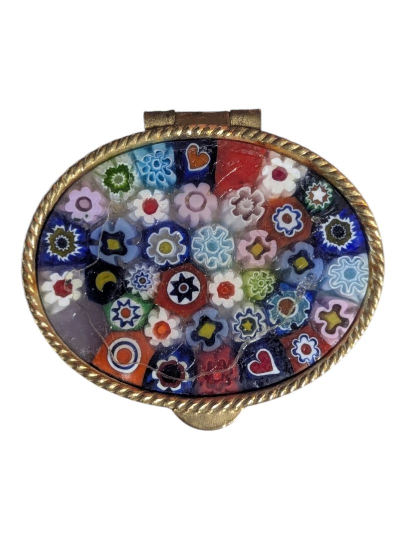 Murano-Style Millefiori Glass Pill Box