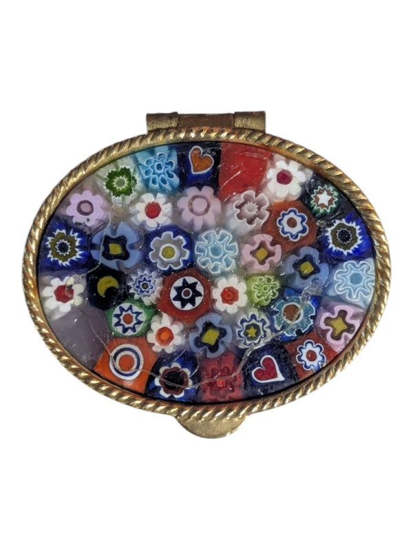 Murano-Style Millefiori Glass Pill Box