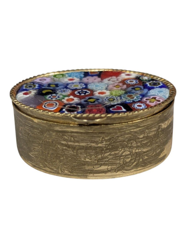 Murano-Style Millefiori Glass Pill Box