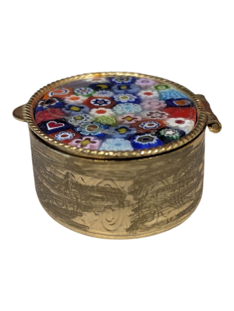 Murano-Style Millefiori Glass Pill Box