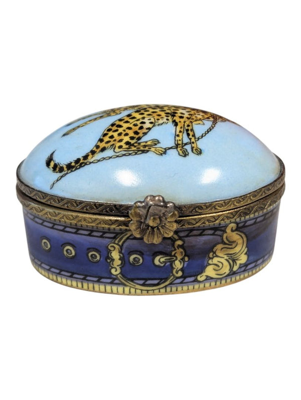 Jordan 1897 Cheetah Motif Porcelain Pill Box