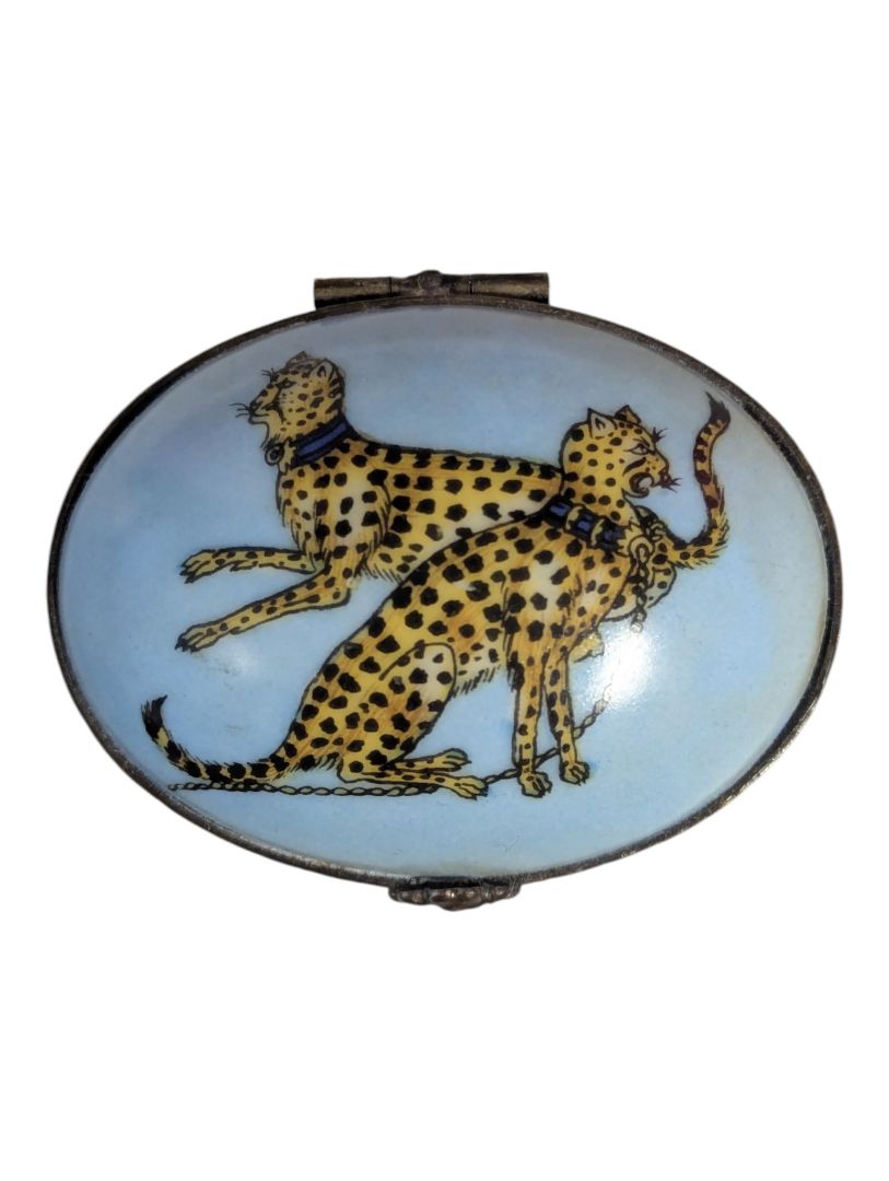 Jordan 1897 Cheetah Motif Porcelain Pill Box