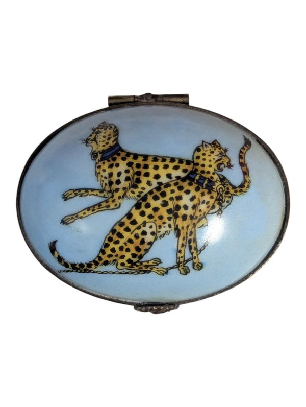 Jordan 1897 Cheetah Motif Porcelain Pill Box