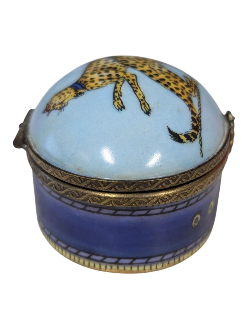Jordan 1897 Cheetah Motif Porcelain Pill Box