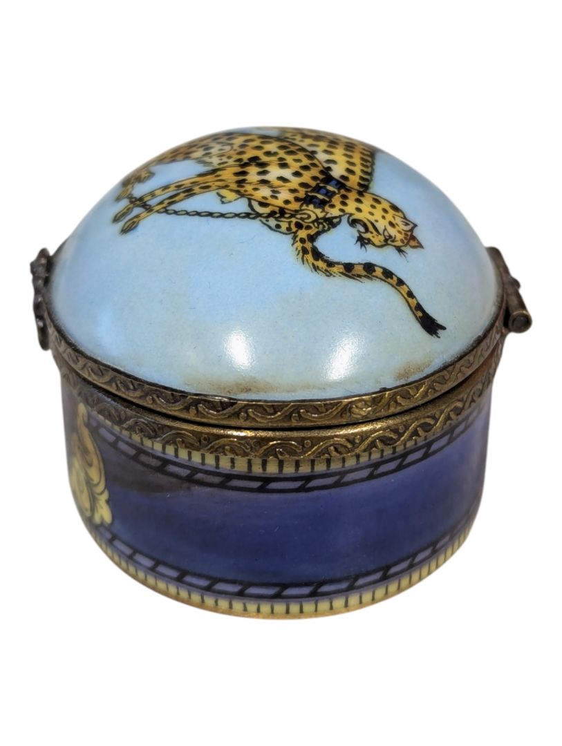 Jordan 1897 Cheetah Motif Porcelain Pill Box