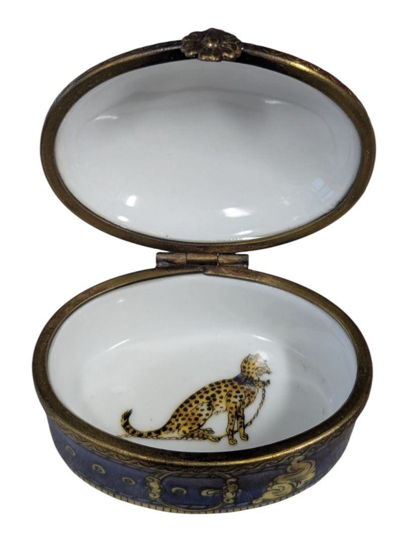 Jordan 1897 Cheetah Motif Porcelain Pill Box