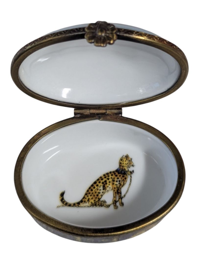 Jordan 1897 Cheetah Motif Porcelain Pill Box