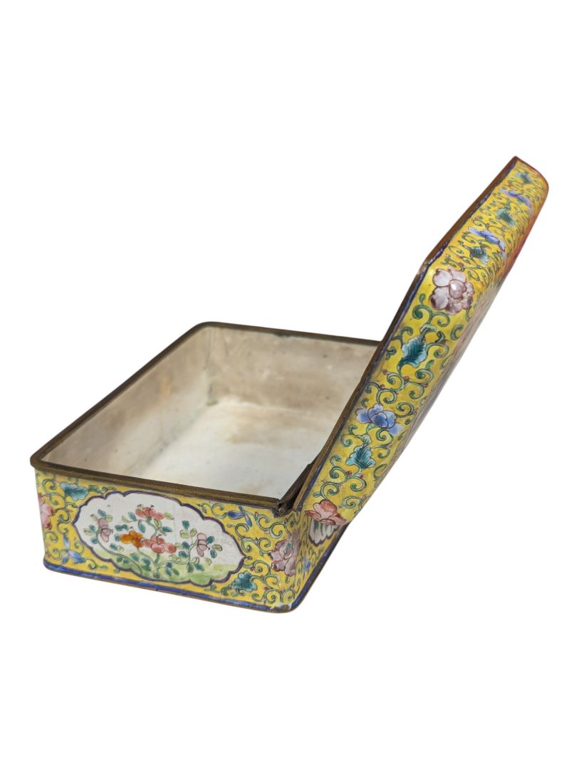 Chinese Hand-Painted Enamel on Copper Hinged Trinket Box
